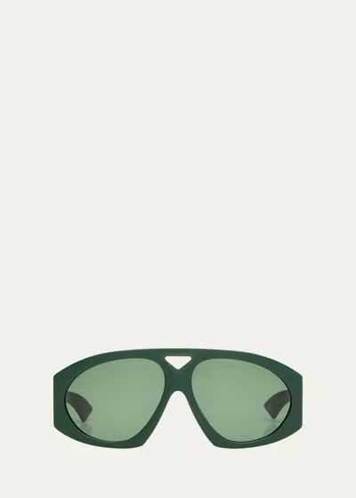 Shop Karen Walker Logo Acetate Aviator Sunglasses In Forest