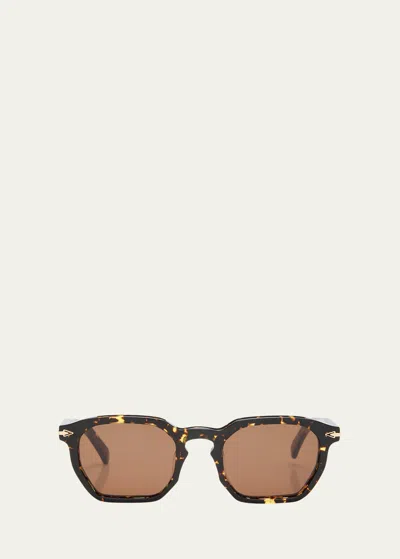 Shop Karen Walker Keyhole Acetate Square Sunglasses In Cracked Tort