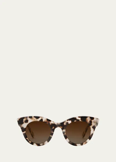 Shop Krewe Olivia Patterned Acetate Cat-eye Sunglasses In Malt
