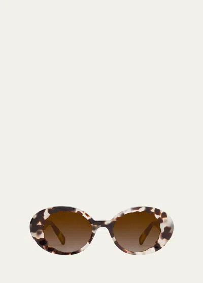 Shop Krewe Alixie Acetate Oval Sunglasses In Malt