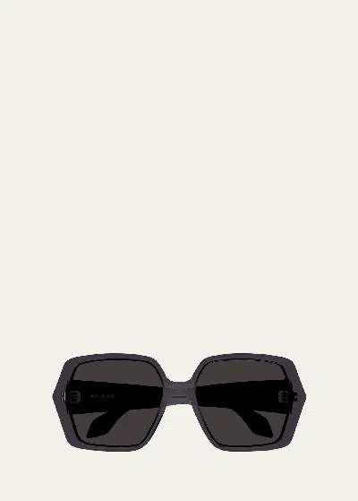 Shop Alaïa Logo Acetate Butterfly Sunglasses In Shiny Transparent