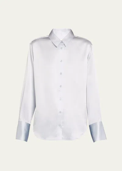 Shop Frame The Standard Silk Button-front Shirt In Denim Blue