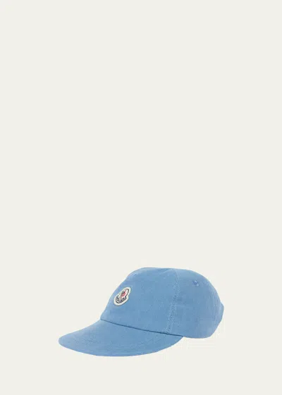 Shop Moncler Boy's Logo Patch Baseball Cap In 710 - Light Blue