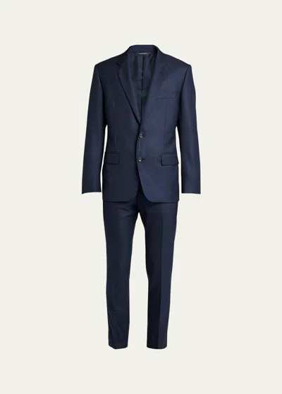 Loro Piana Men's Modern-fit Wool Two-button Suit In Blue Pattern