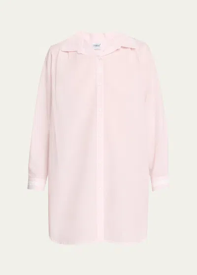 Shop Celestine Sigrid Stripe Long-sleeve Shirt In Ros/white