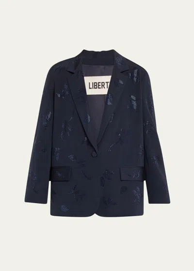 Shop Libertine Kind Of Blue Crystal Floral Long Jacket In Frenv