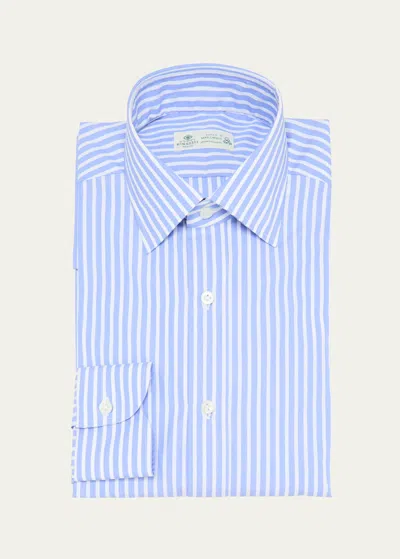 Shop Borrelli Men's Cotton Bengal Stripe Dress Shirt In 10 Navy White