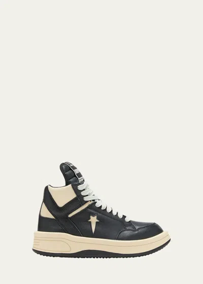 Shop Converse X Drkshdw X Drkshdw Bicolor Leather High-top Sneakers In Black/natural