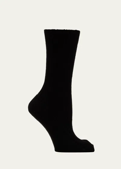Shop Maria La Rosa Ribbed Cashmere Crew Socks In Black