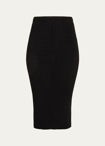 Shop Issey Miyake Spongy Bk 46 Body-con Midi Skirt In Black