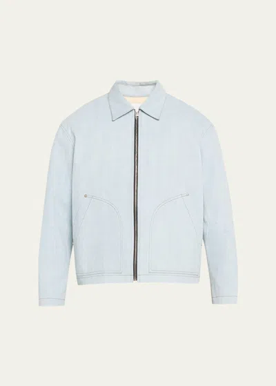 Frame Cotton Zip-up Denim Trucker Jacket In Indigo