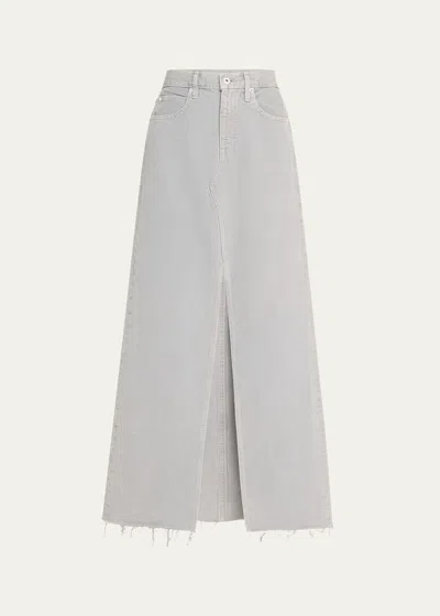 Shop Slvrlake Low-rise Denim Maxi Skirt In Dove Gray