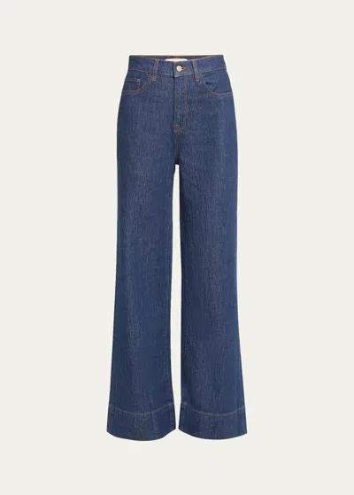 Shop Triarchy Ms. Onassis V-high Rise Wide-leg Jeans In Dark Indigo