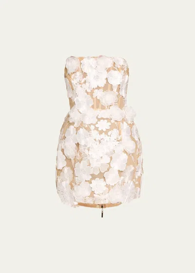 Shop Bronx And Banco Jasmine Maraya Embroidered Strapless Mini Dress In White