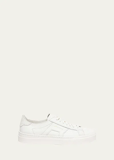 Shop Santoni Men's Dbs Leather Low-top Sneakers In White