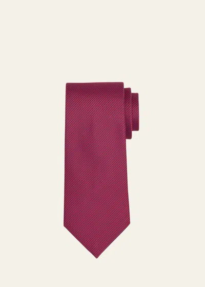 Shop Charvet Men's Stripe Satin Tie In Red