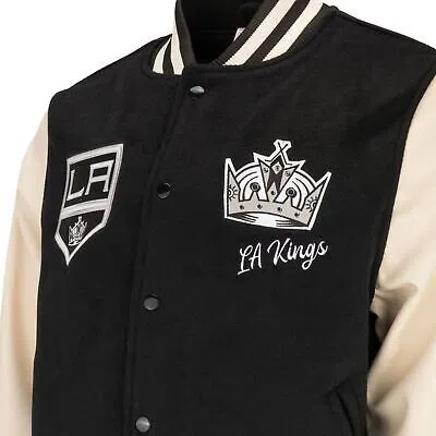 Pre-owned Mitchell & Ness M&n Legacy Varsity College Jacket - Nhl Los Angeles Kings In Black