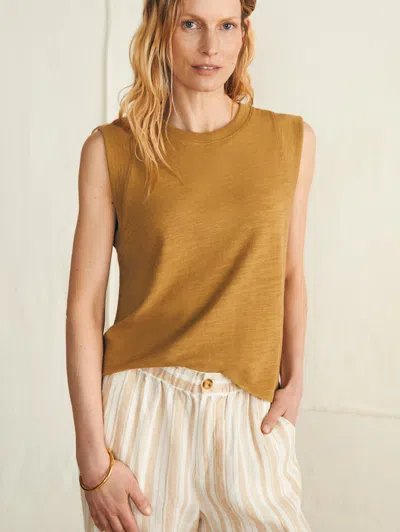 Shop Faherty Sunwashed Slub Muscle Tank In Antique Bronze