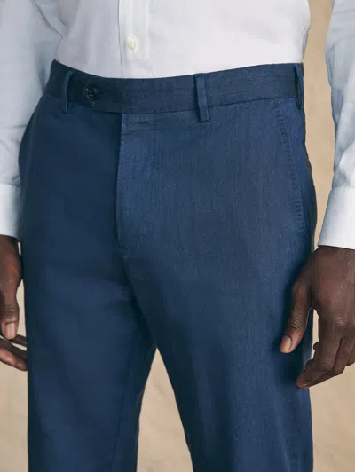 Shop Faherty Movement&trade; Flex Linen Trouser Pants In Deep Sea Navy