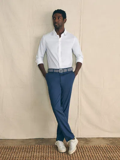 Shop Faherty Movement&trade; Flex Linen Trouser Pants In Deep Sea Navy