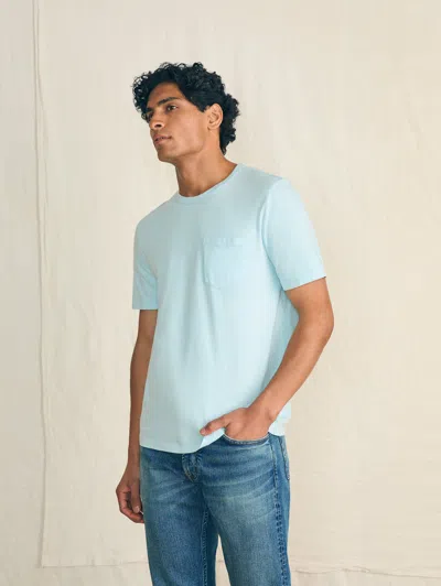 Shop Faherty Sunwashed Pocket T-shirt In Blue Oasis