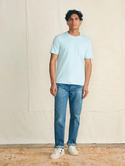 Shop Faherty Sunwashed Pocket T-shirt In Blue Oasis