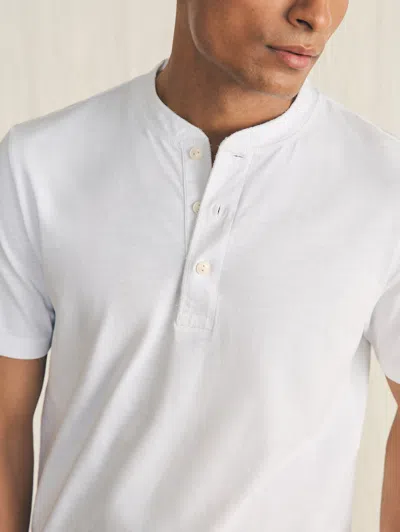 Shop Faherty Short-sleeve Sunwashed Henley T-shirt In White