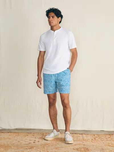 Shop Faherty Short-sleeve Sunwashed Henley T-shirt In White