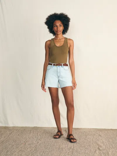 Shop Faherty Sunwashed Rib Tank In Military Olive