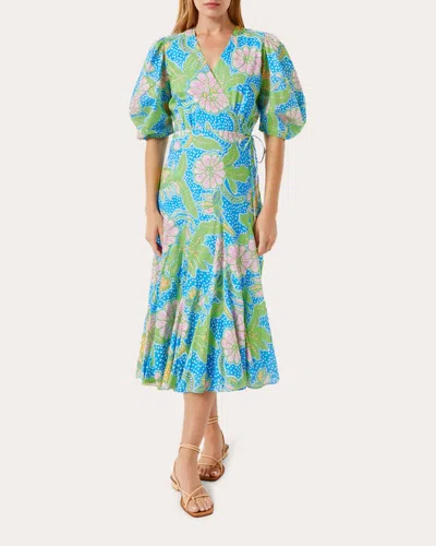 Shop Rhode Women's Fiona Midi Dress In Blue Psychadelic Flower