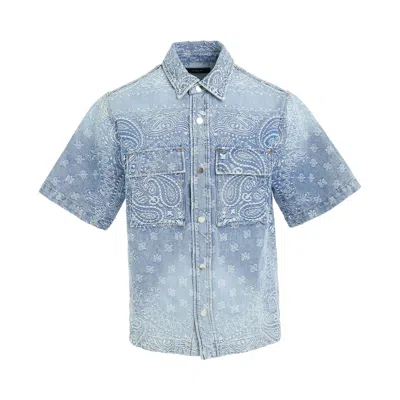 Shop Amiri Bandana Jacquard Snap Short-sleeve Shirt
