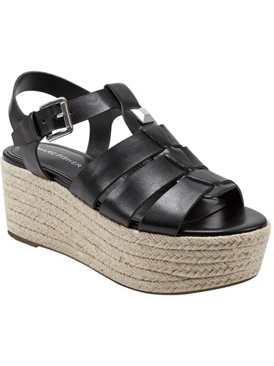 Shop Marc Fisher Jenila Womens Faux Leather Ankle Strap Platform Sandals In Black