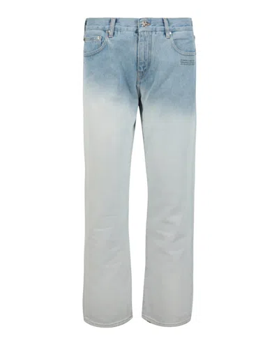 Shop Off-white Cropped Skinny Ombre Jeans In Blue