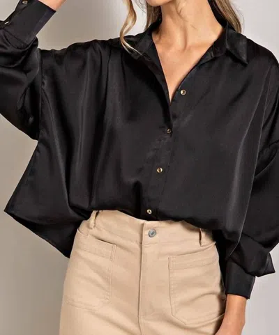 Shop Eesome Willow Satin Blouse In Black