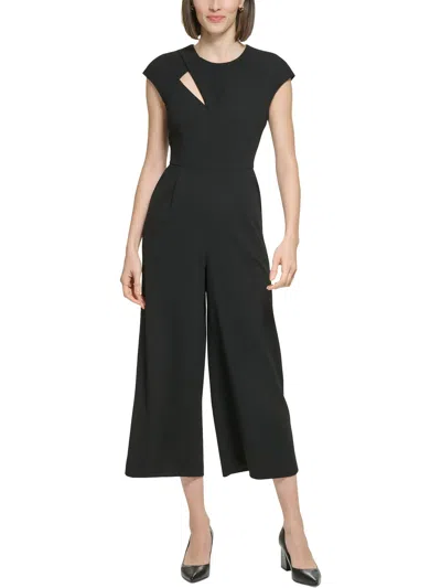 Shop Calvin Klein Womens Cut Out Jewel Neck Jumpsuit In Black