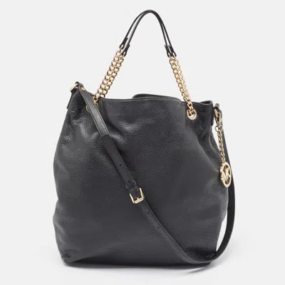 Shop Michael Michael Kors Leather Charm Tote In Black