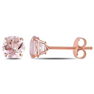 Shop Mimi & Max 1ct Tgw Morganite Stud Earrings In 10k Rose Gold In Pink