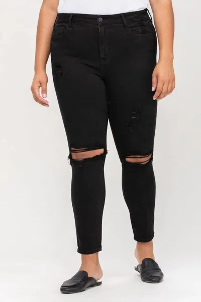 Shop Cello High Rise Distressed Skinny Jean In Black