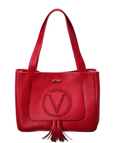Shop Valentino By Mario Valentino Estelle Rock Leather Tote In Red