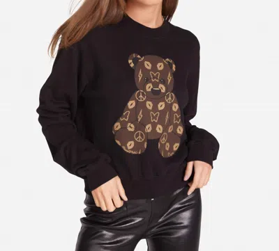 Shop Lauren Moshi Travis Designer Bear In Black W/ Brown Motif In Multi