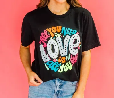 SPIRIT TO A TEE ALL YOU NEED IS LOVE TEE IN BLACK 