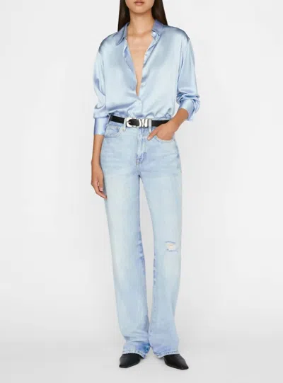 Shop Frame Chambray Button Down Shirt In Blue