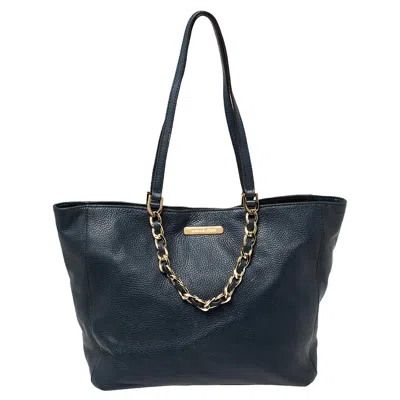 Shop Michael Michael Kors Navy Leather Harper Tote In Blue