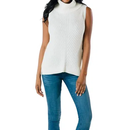 Sail To Sable Sleeveless Turtleneck Sweater In White In White
