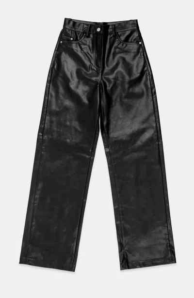 Deluc Terre Faux Leather Pants In Black In Black