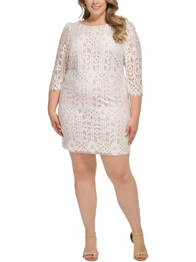 Shop Jessica Howard Plus Womens Party Short Shift Dress In White
