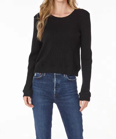 Shop Bobi Crewneck Pullover Cable Knit In Black