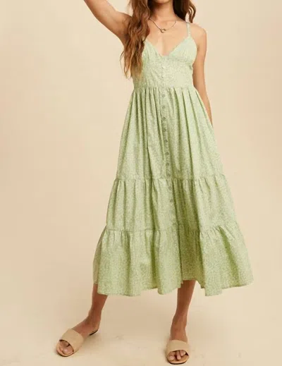 Shop In-loom Romy Floral Midi Dress In Green Tea