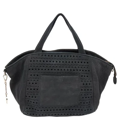 Shop Dkny Leather Zip Tote In Black