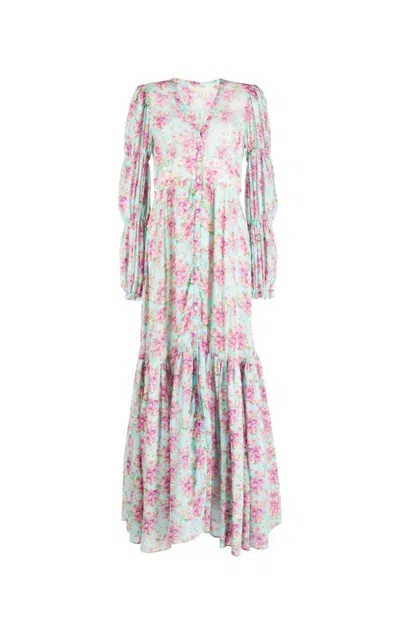 Shop Bytimo Georgette Maxi Dress In Summer Flowers In Multi